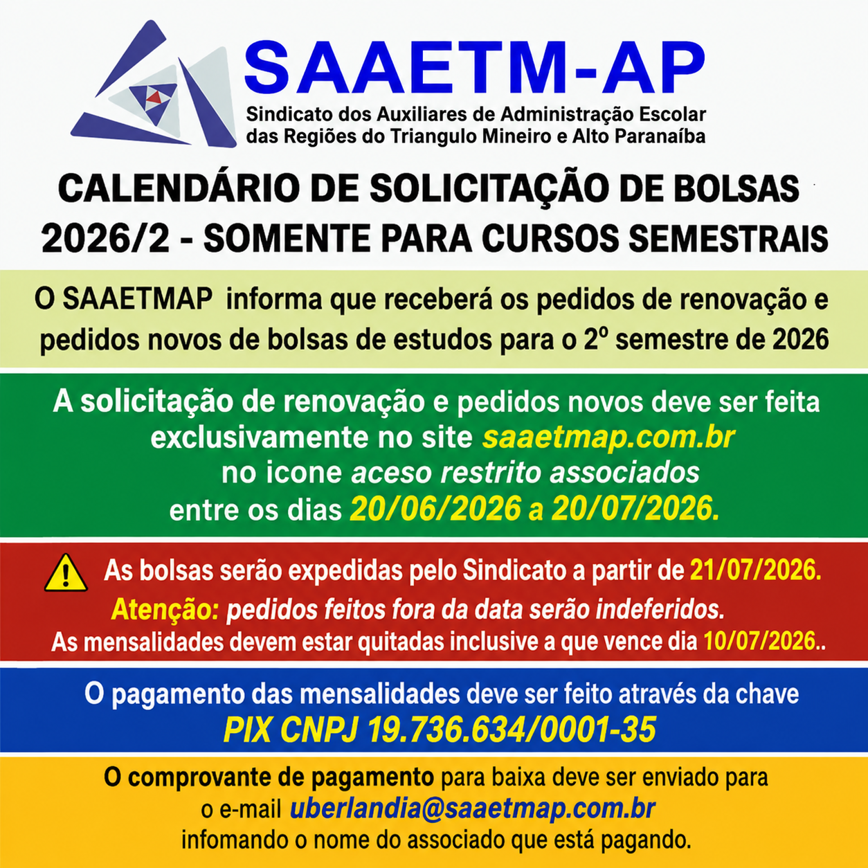 Solicitação de bolsas 2026-2